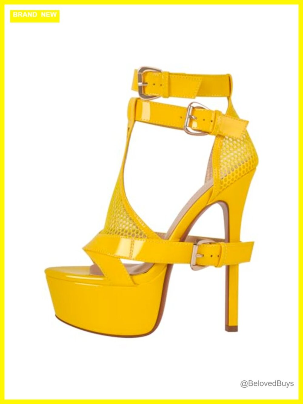 6.3in High Stiletto Heels Platform Mesh Buckle Open Toe Ankle Strap Sandals